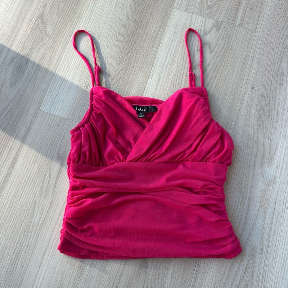 Lulu's Fuchsia Ruched Camisole Top